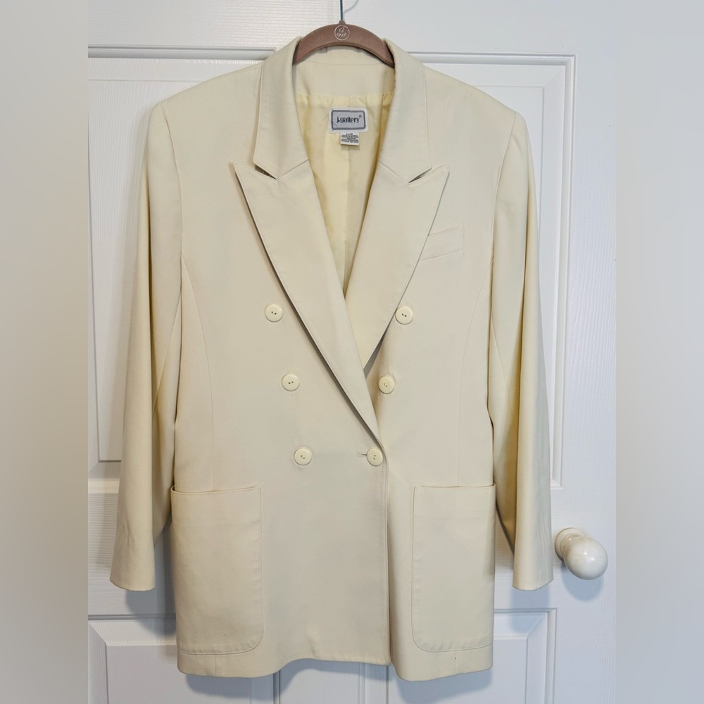 Lauren Ivory Double-Breasted Suit Jacket
